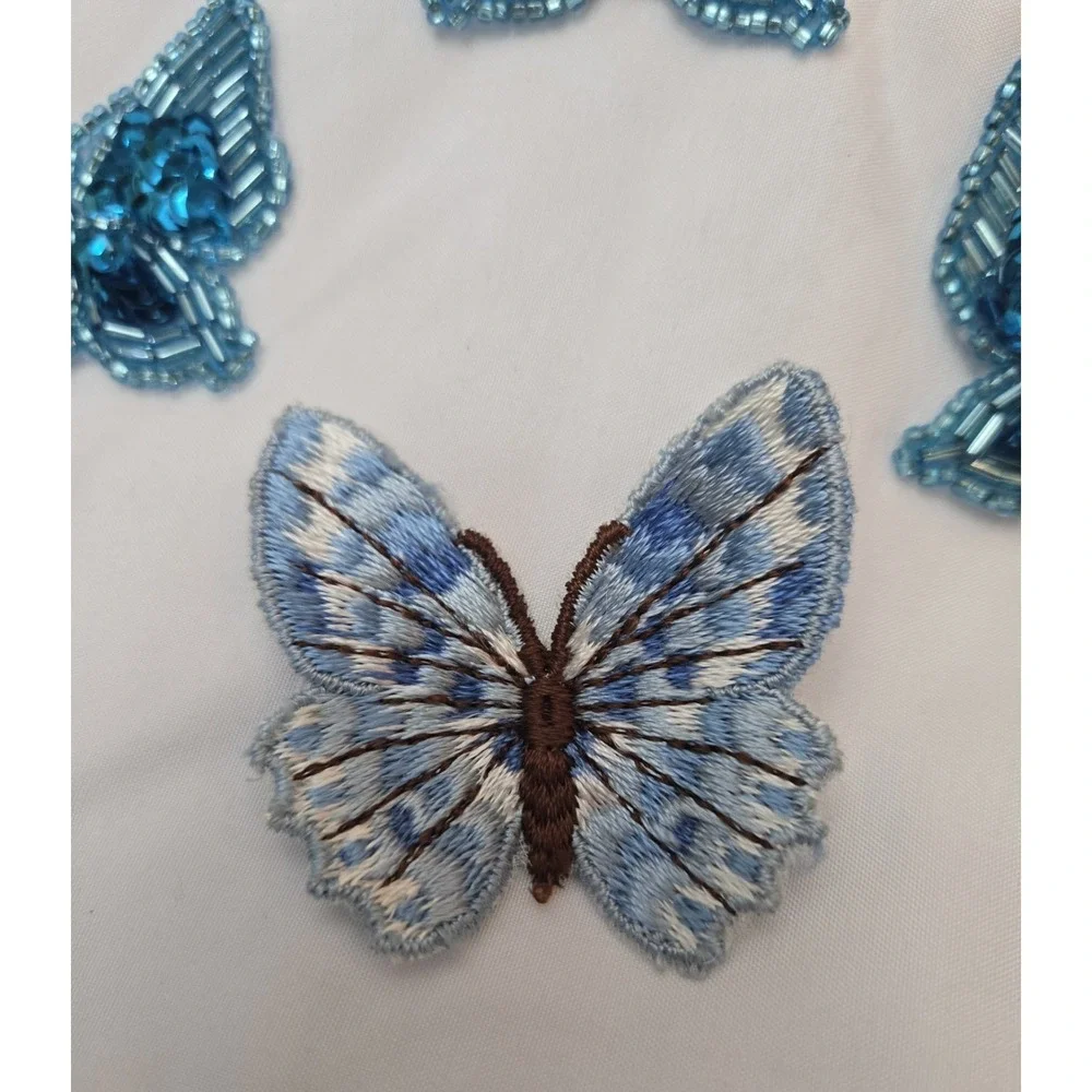 Vtg Flying Butterfly Beaded Sequined & Embroidered Sew-On Applique Craft Patches